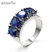 jellystory 925 sterling silver sapphire rings for women simple luxury blue round shape wedding anniversary fine female jewelry