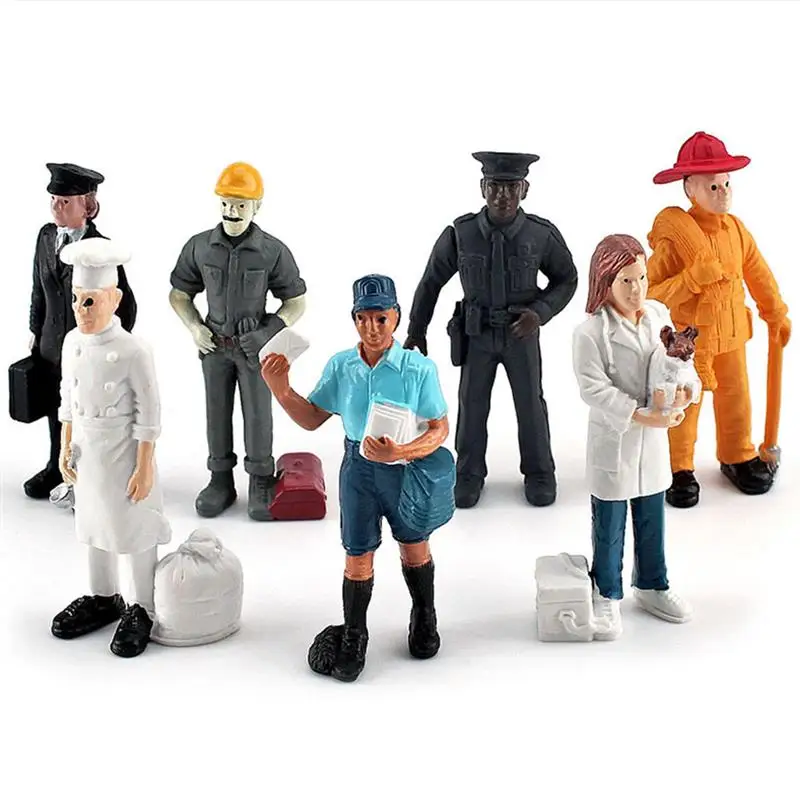 

7pcs/Lots Simulation Figurines Worker Human Action Figure Police Chef Firemen Models Postman Veterinarian Figures Kids Toys Gift