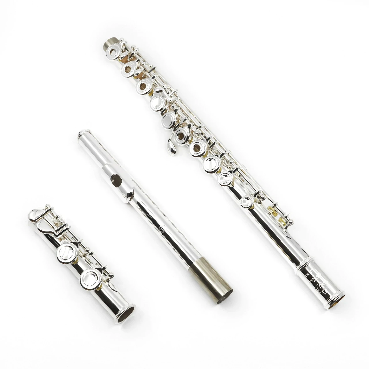 

Student Model Flute, solid silver J1 headjoint, silver-plated body and mechanism, closed hole, offset G, C footjoint.