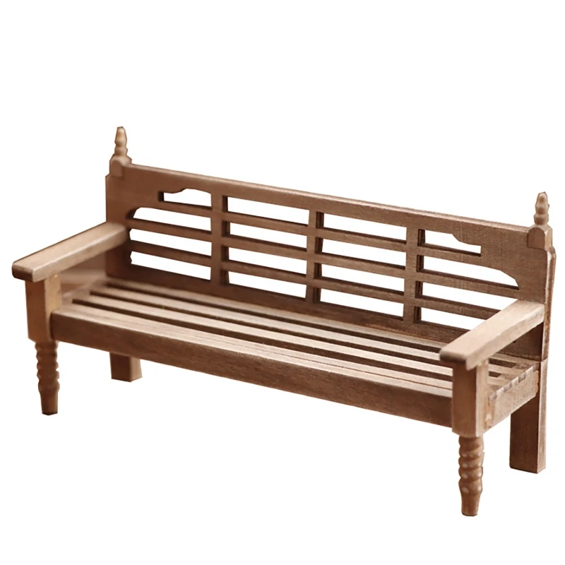 

1:12 миниатюрная скамейка для кукольного домика, мини-садовый патио, деревянное кресло для кукольного домика, украшение, садовые аксессуары