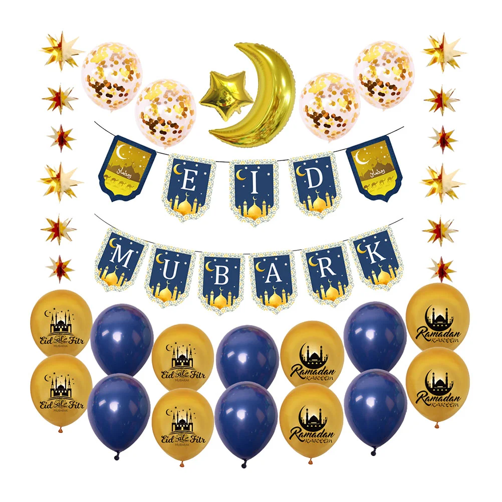 

Balloons Eid Ramadan Mubarak Balloon Latex Party Decoration Supplies Banner Garland Gold Bunting 12Inch Decorations Set Helium