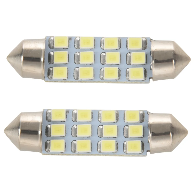 

2 шт., Автомобильные светодиодные лампы 12 SMD 3528 C5W DC 12 В 42 мм