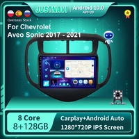 justnavi qt10 android 10 0 car radio video player for chevrolet aveo sonic 2017 2021 gps serero carplay 8g 128g no 2 din navi