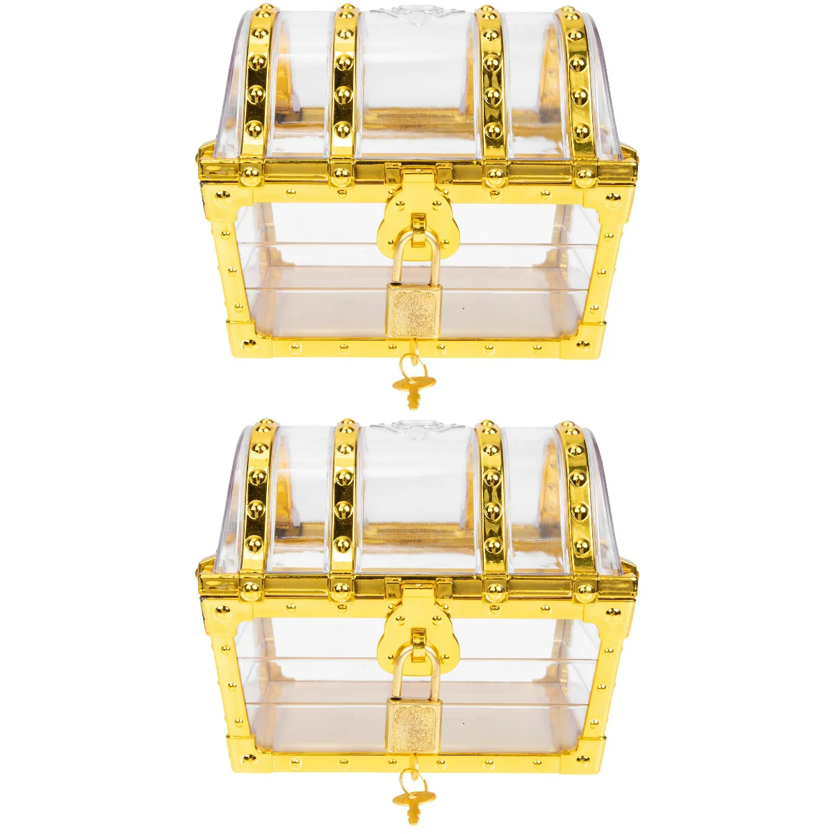 

Boxtreasure Pirate Jewelry Storage Transparenttrinket Decorativechildkeepsake Vintage Case Smallkids Clear Crystal Ring Cosplay