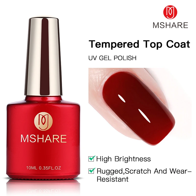 

MSHARE 10ML Base Coat Top Coat Tempered Primer UV Gel Nail Art Reinforcement Manicure Nail Gel Polish UV LED Nail Varnish