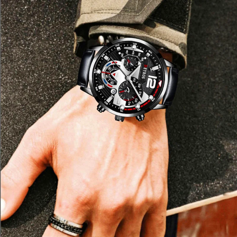 Classic Men's Fashion Business Watch 2023 New Calendar Men's Watch Six Needle Belt Watch Quartz Watch Sports Luminous Wristwatch