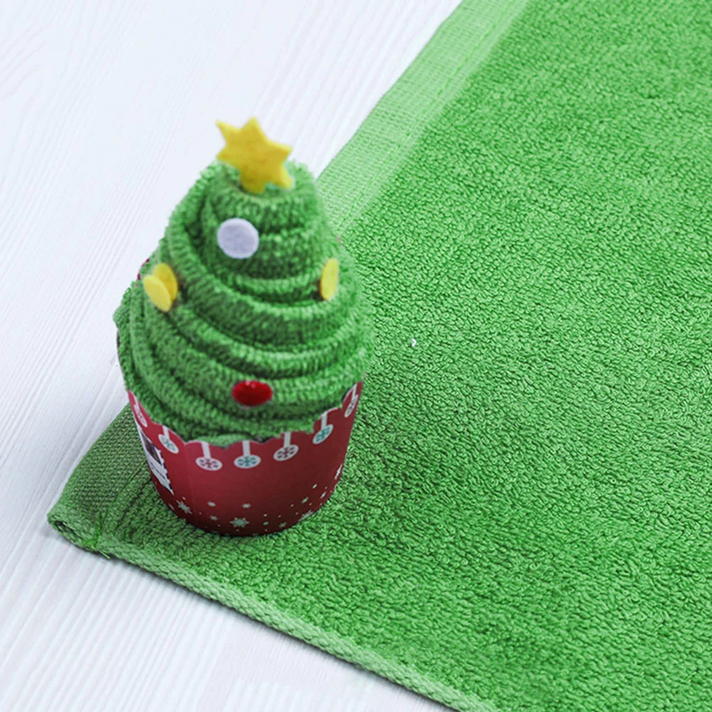 

2PCS Christmas Towels Creative Cotton Bath Towel Cake Modelling Hand Towel Washcloth Xmas Gift (Christmas Tree)
