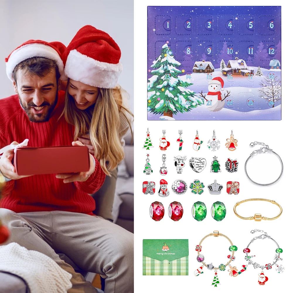 

Новый Рождественский календарь Набор сделай сам браслет 24 дня обратный отсчет календарь Сделай Сам ювелирные изделия Рождественский подар...