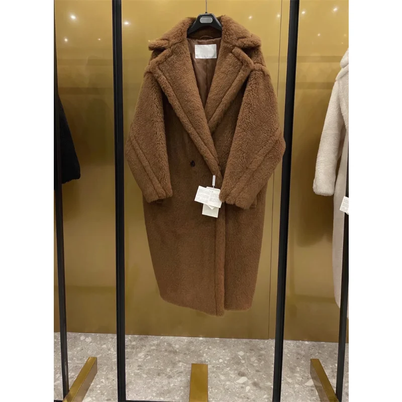 Autumn Winter Alpaca Wool Camel Fleece Fur All-in-one Coat Women High Quality Thick Warm Teddy Bear Coat Fashion Fur Outerwear