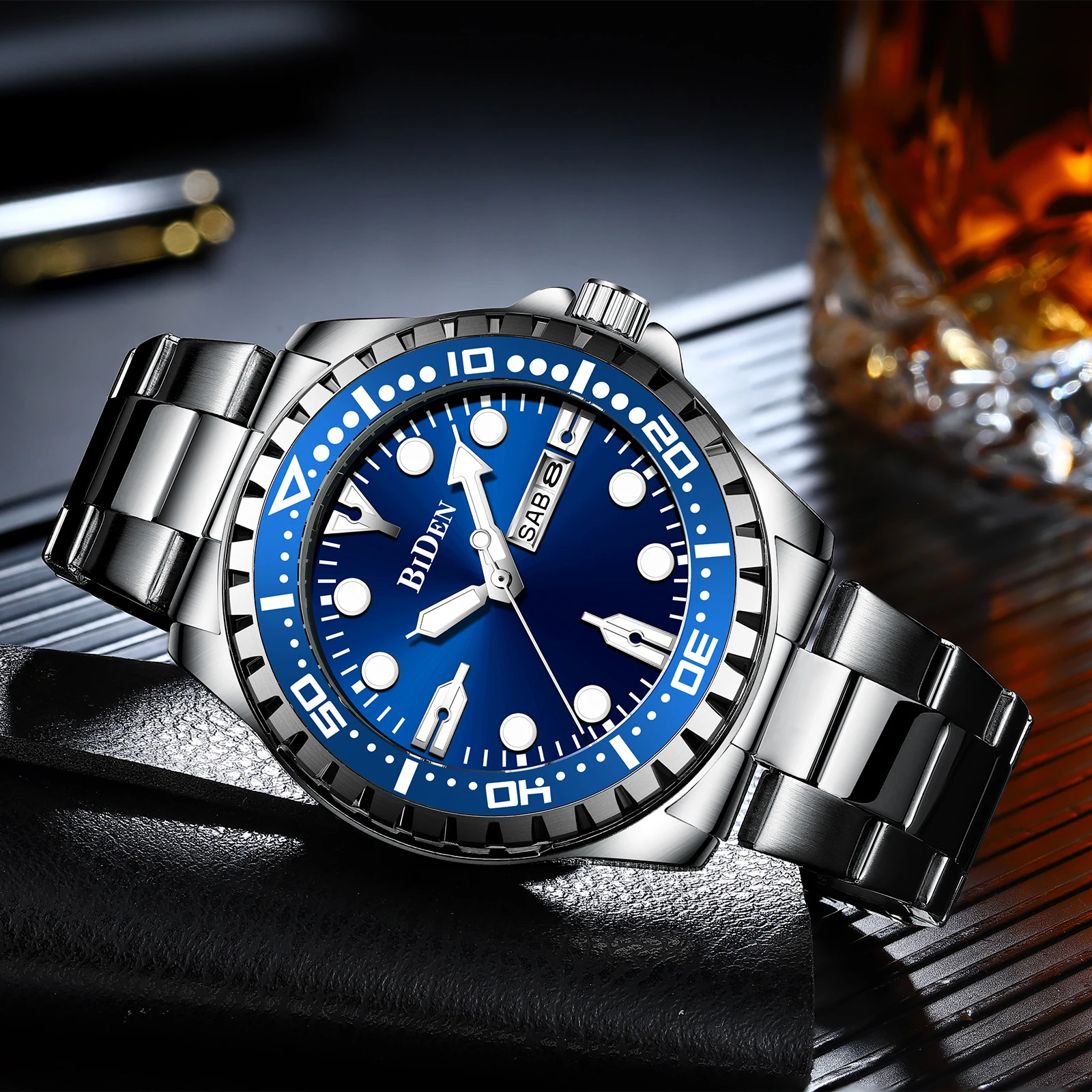 

BIDEN Men's Watches Top Brand Luxury Quartz Chronograph Watch For Men Stainless Steel Waterproof Sports Week Reloj Hombre 2023