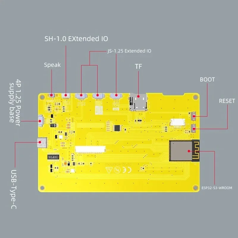ESP32 5-дюймовый IPS смарт-экран для Arduino LVGL макетная плата HMI 8M PSRAM 16M Flash 800x480 RGB