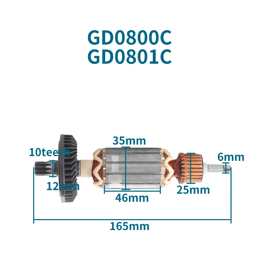 

AC220-240V Armature for Makita GD0800C GD0801C GD 0800 GD 0801 C Direct Grinder Rotor Anchor Motor Parts Replacement