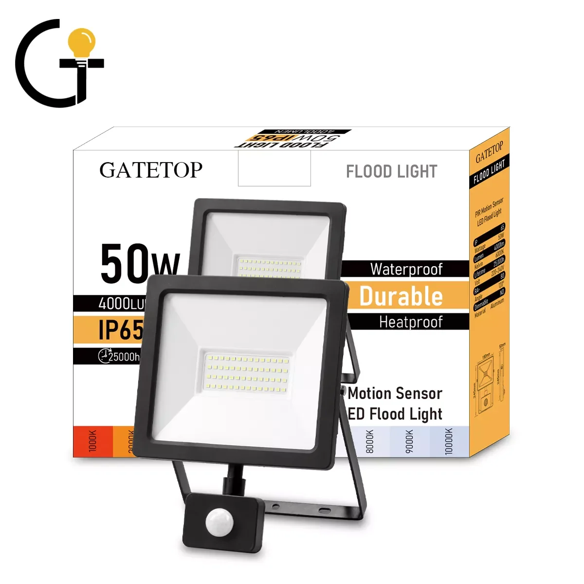 

NEW2023 Led Floodlight Induction Style 50w Motion Sensor Ip44 Cold White Light 6000k Human Body Induction Water Proof Lamp