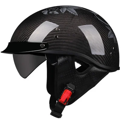 

Half Face DOT approved Motorbike Helm Vintage Retro Carbonfiber Motorcycle Helmet German Casco Japanese Style Moto