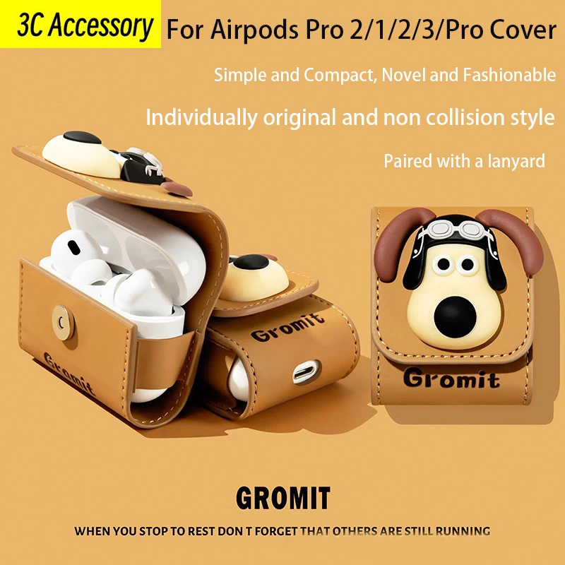 

New Cute Cartoon 3D Design Leather Case For Airpods Pro 2 2022 Magnetic Buckle With Leather Rope Cases For Airpods 3 Cover Funda