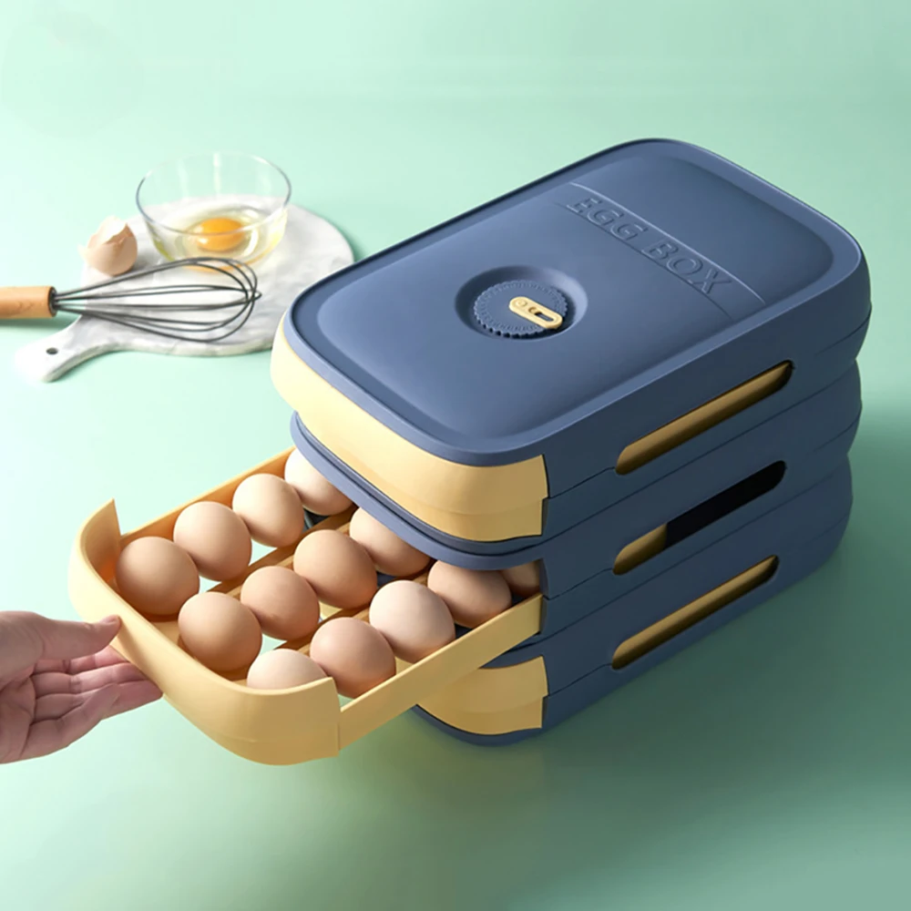 

Штабелируемый Держатель для яиц, ящик для хранения, автоматический вращающийся фотоорганайзер, контейнер для экономии места, кухонный Органайзер