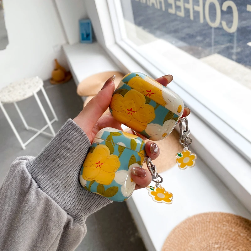 

Pretty Blooming Flower Case for Apple AirPods Pro Cover with Pendant for Airpods 1 2 3 Generation 2021 Protective Air Pods Shell