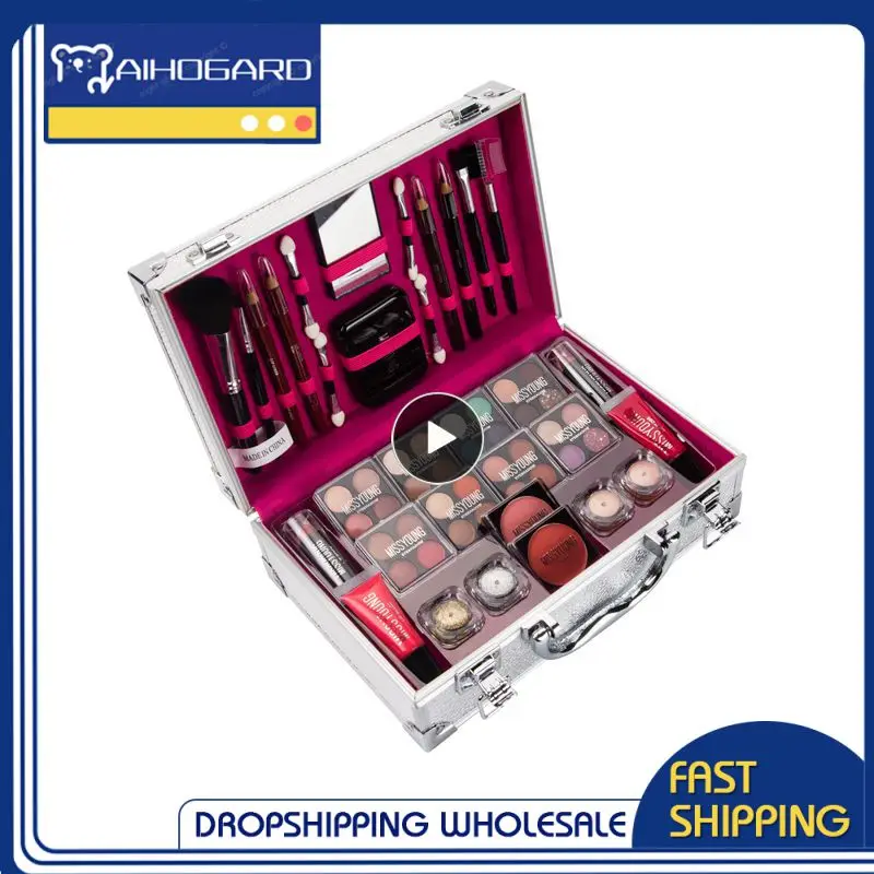 

All In One Professional Full Makeup Set Box Large Capacity Makeup Suitcases Including Eyeshadow Lipstick Highlight Comestic Kits
