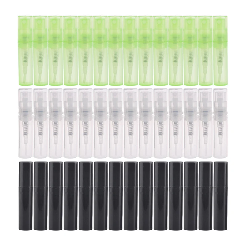 200Pcs 2ml Mini Spray Bottle Plastic Cosmetic Packing Atomizer Liquid Container Portable Travel Perfume Refillable Sample Bottle
