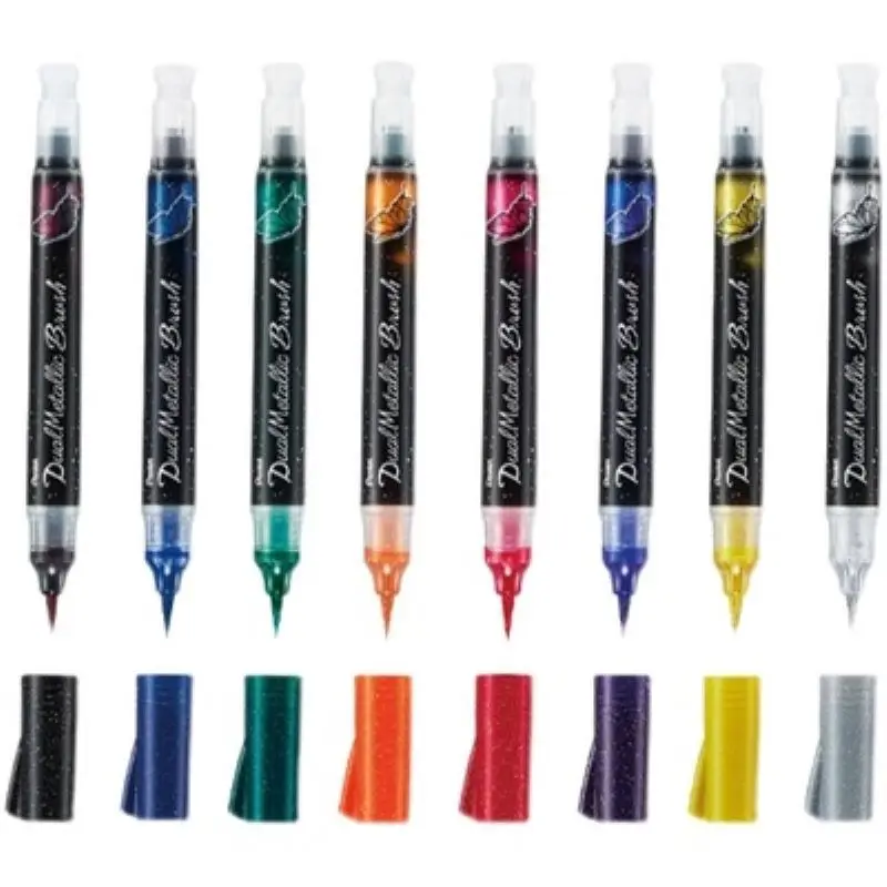 

Pentel двойная металлическая кисть 8 цветов/партия
