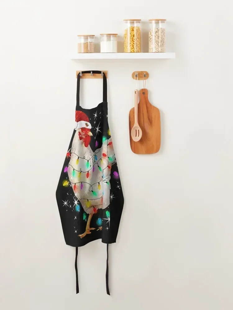 Куриный рождественский фартук с елочными огнями кухонный