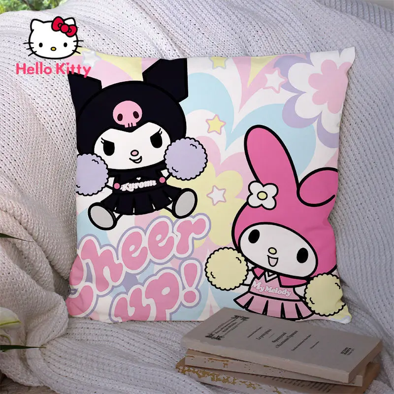 

Hello Kitty Kuromi Pillow with Pillow Core Pillowcase Cartoon Print Dormitory Backrest Rest Throw Pillows Cushion Sleep Aid