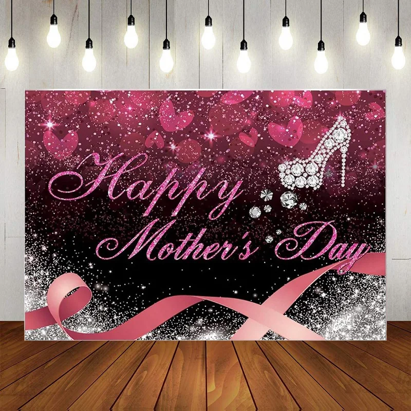 

Happy Mothers Day Favorite Mother Flowers Photography Backdrop Wall Pink Wall Background Decorations Party Banner Poster Photo