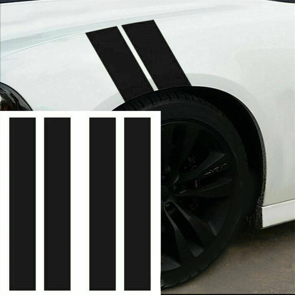 

Decal Hood Fender Stripe Sticker Universal Vehicle 4 Pieces Car Decor Glossy BLACK FOR Dodge Challenger Charger