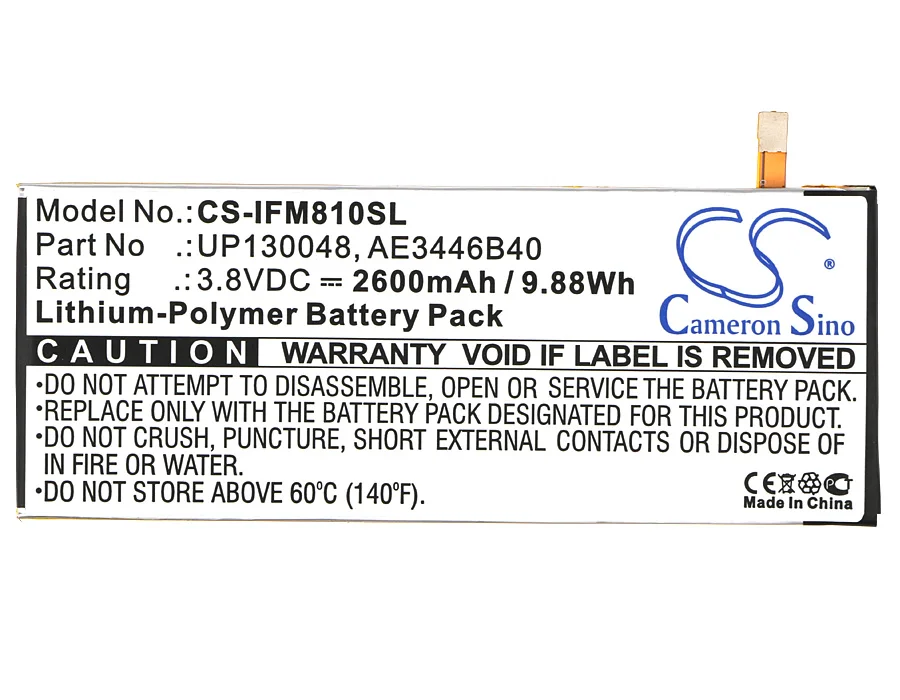 

Аккумулятор Cameron Sino 2600 мАч AE3446B40, UP130048 для Infocus M810, M810U M810T