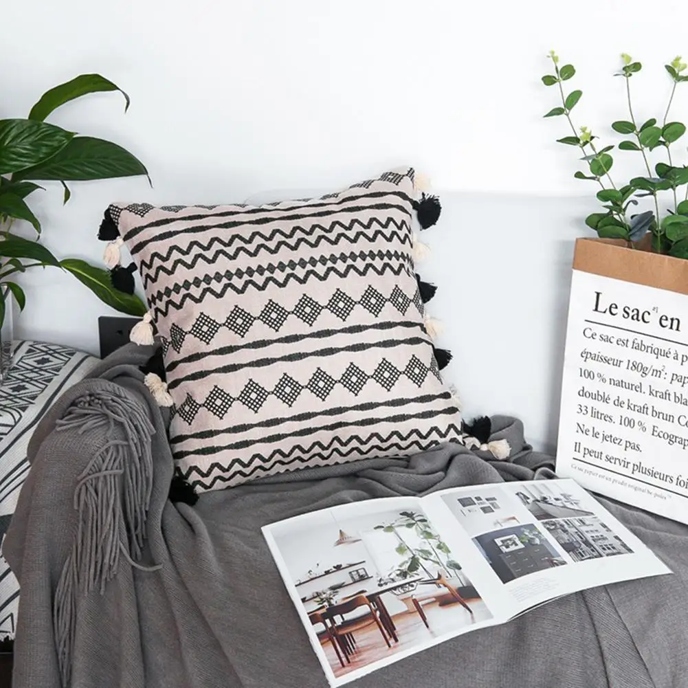 

Bohemian Pillow Cases With Tassel Modern Minimalist Throw Pillow Cushion Cover For Sofa Couch Decorations