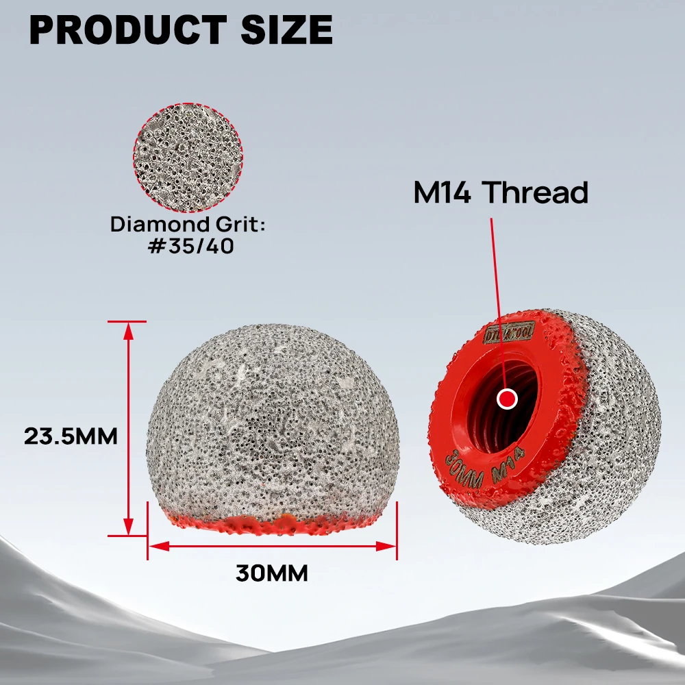 

DT-Diatool, 1 шт., диаметр 30/50 мм, алмазная круглая шлифовальная головка, шлифовальная дуговая головка для мраморных камней, гравировальный инструмент, удлинитель