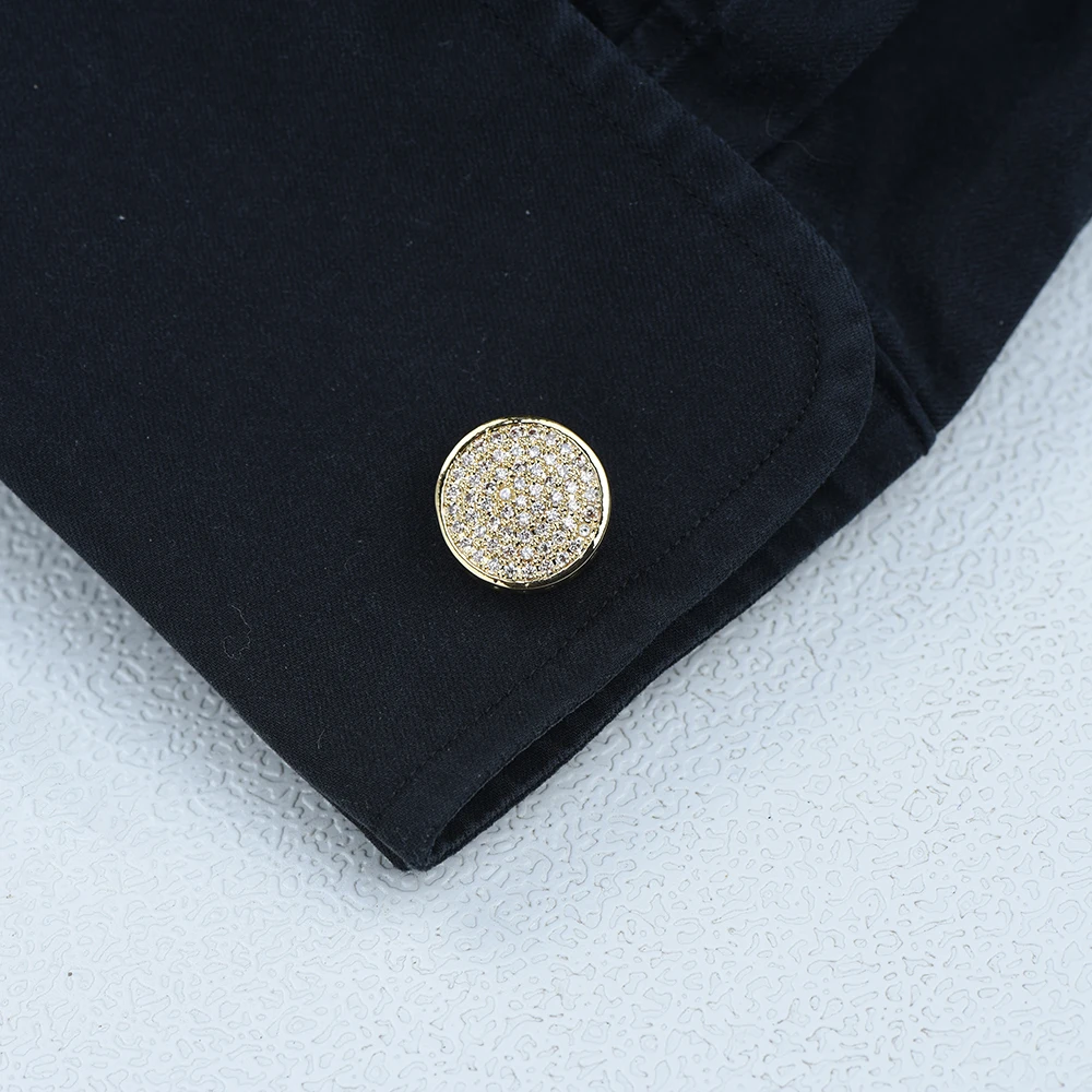 ICEYY высококачественные латунные металлические кубические круглые запонки Ziron