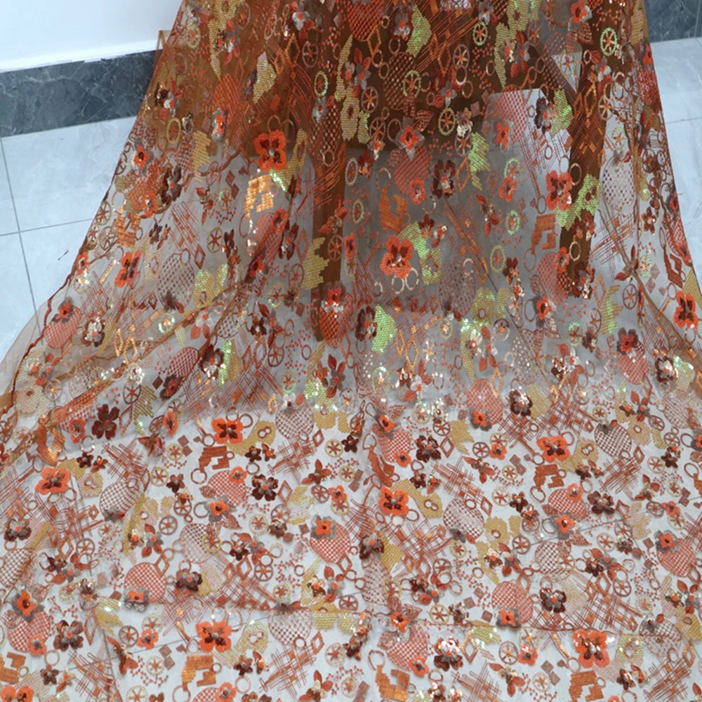 

2022 High Quality 5 yards Lace Embroidered Tulle Lace Fabric African Fabric Nigerian Lace Fabric High Quality Lace French Fabric