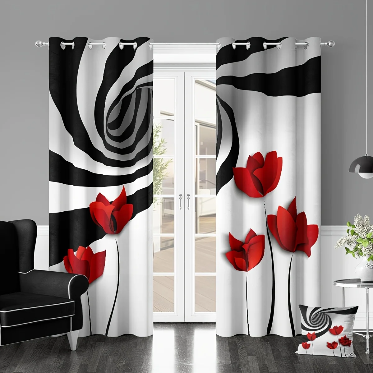 

Красная роза до вашего дома с этими яркими абстрактными художественными шторами, спальни, гостиной, оконные шторы, 2 шт. с 12 крючками