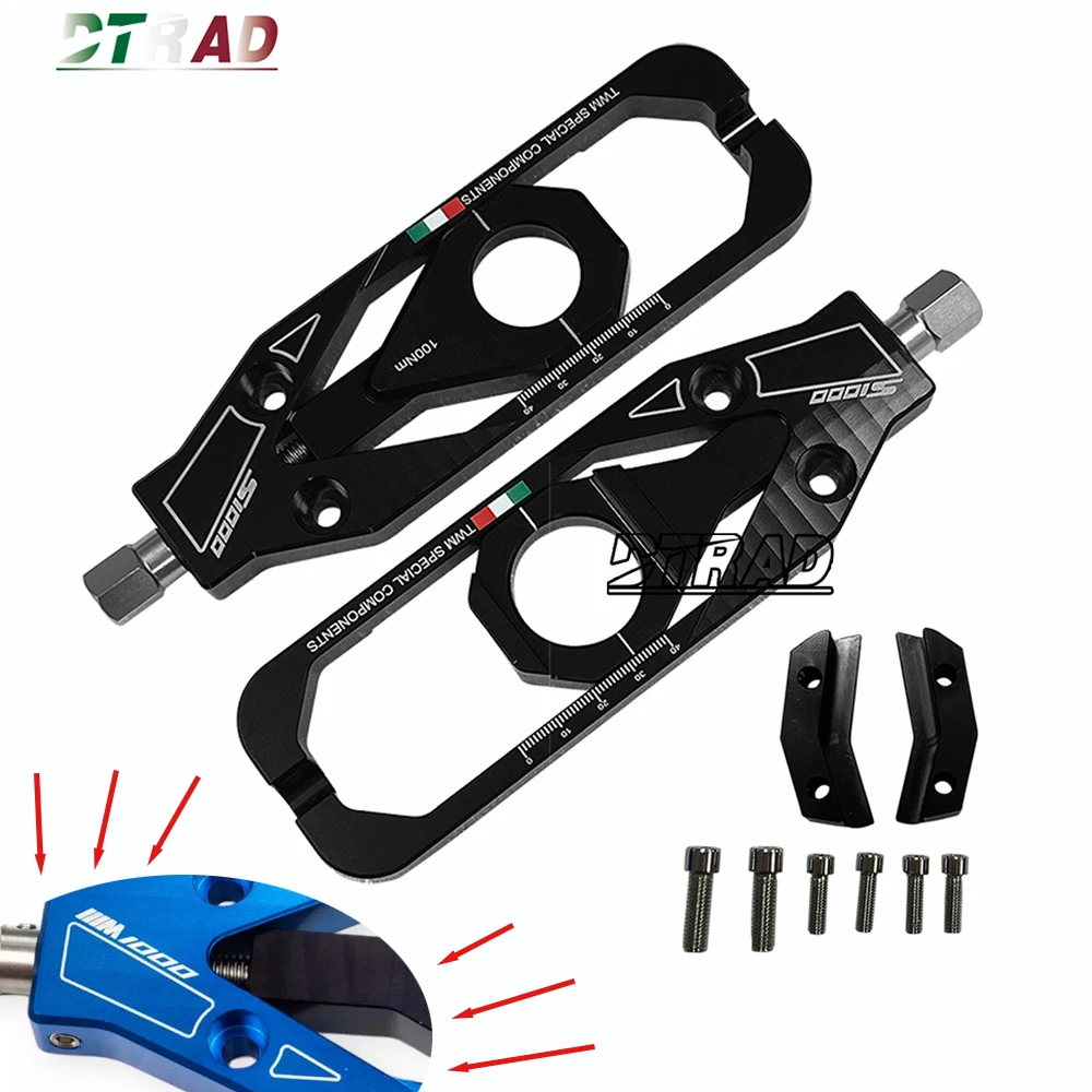 

Для BMW M1000R 2023 2024 M1000RR 2021-2024 алюминиевые регуляторы цепи с ЧПУ, аксессуары для мотоциклов, блоки оси заднего колеса с логотипом