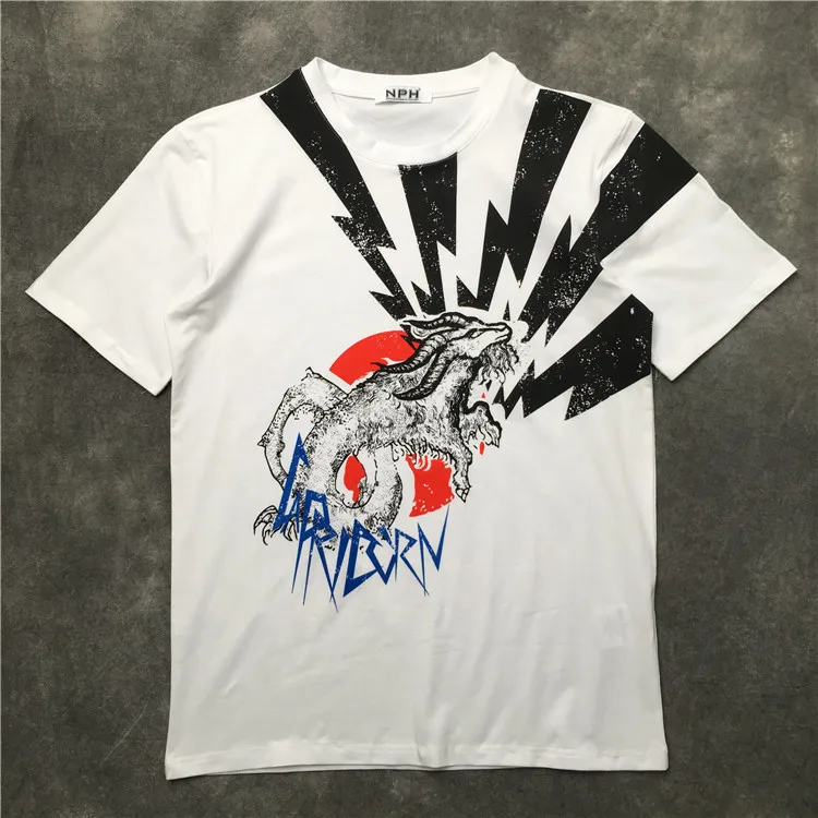 

New Novelty 2019 Men Male goat lightning T Shirts T-Shirt Hip Hop Skateboard Street Cotton T-Shirts Tee Top kenye S-XXL #K61