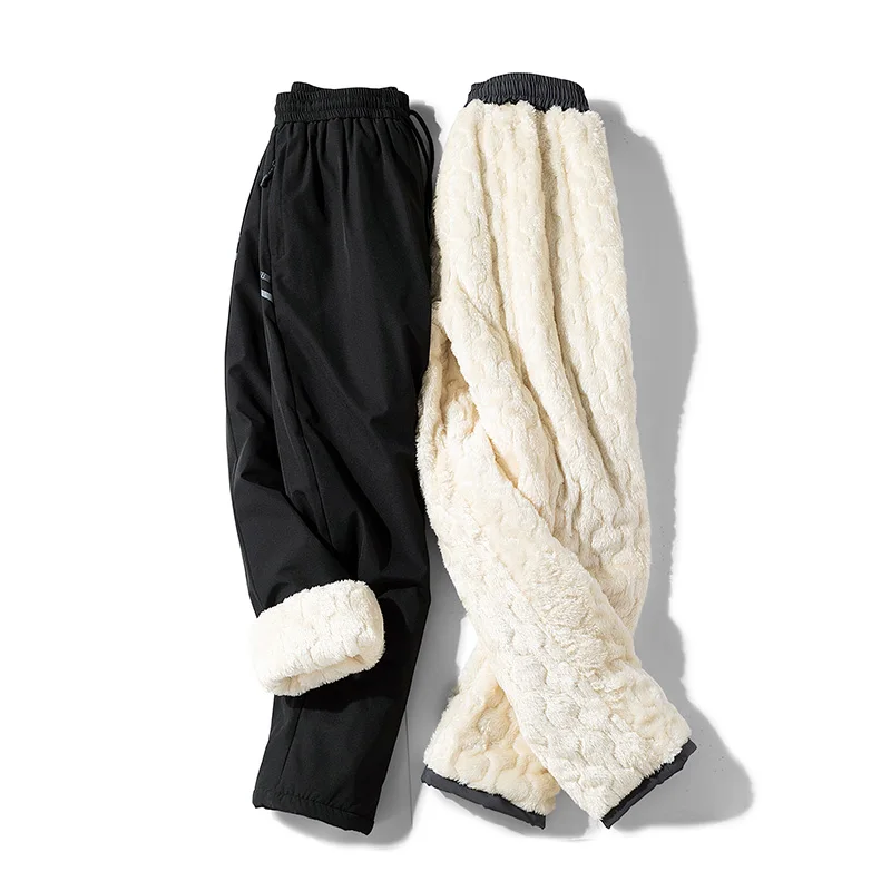 

Men Winter Fleece Pants Plus Size Waterproof Thicken Running Jogger Pants with Pockets Heavyweight Warm Sherpa Lined Sweatpants