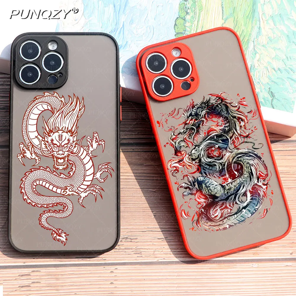 

Simple line art Chinese dragon Phone Case For Samsung A52 S22 Plus A12 S21 FE S20 FE A53 A13 A73 A72 S23 A71 A51 Hard PC Cover