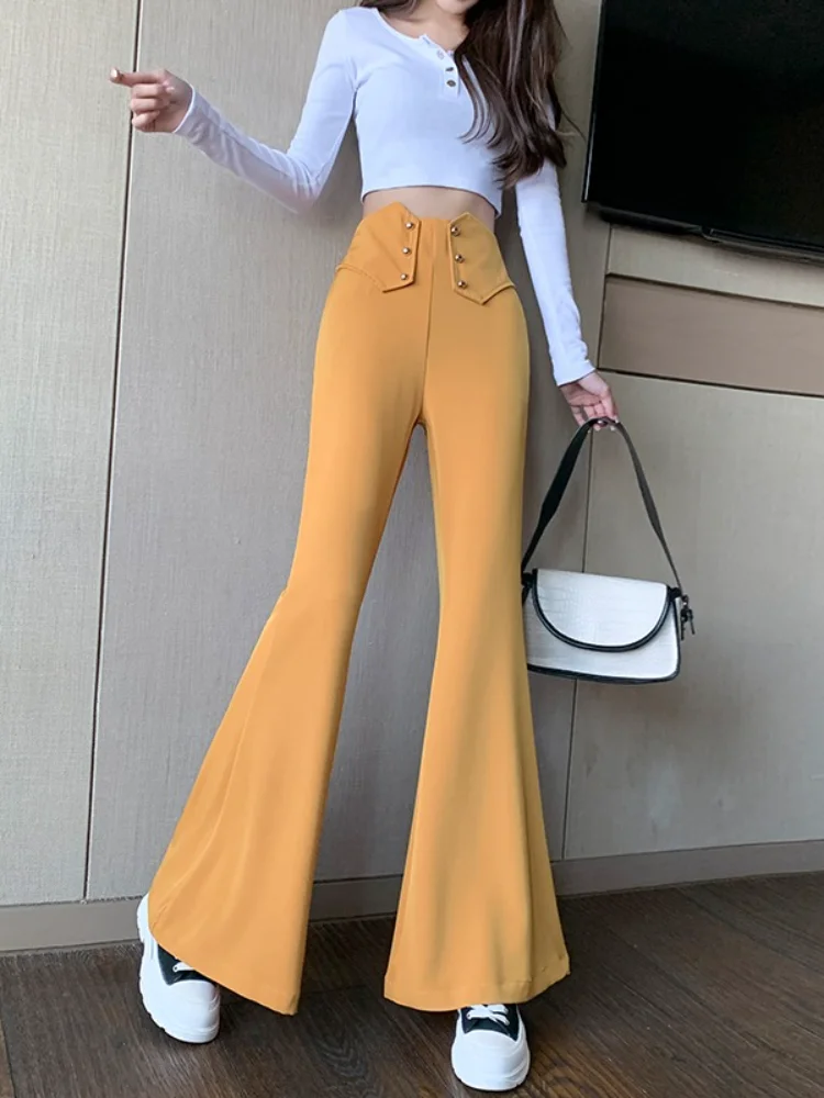 Spring Summer Thin Suit Flare Pants Office Lady Korea Fashion Business Work Streetwear Wide Leg Straight Women Long Trousers