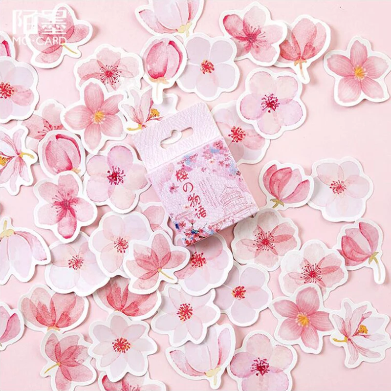 

10/25/45PCS Fresh Pink Cherry Sticky Sticker DIY Decoractive Scrapbooking Child Accessories Phone Aesthetic Stickers for Kids