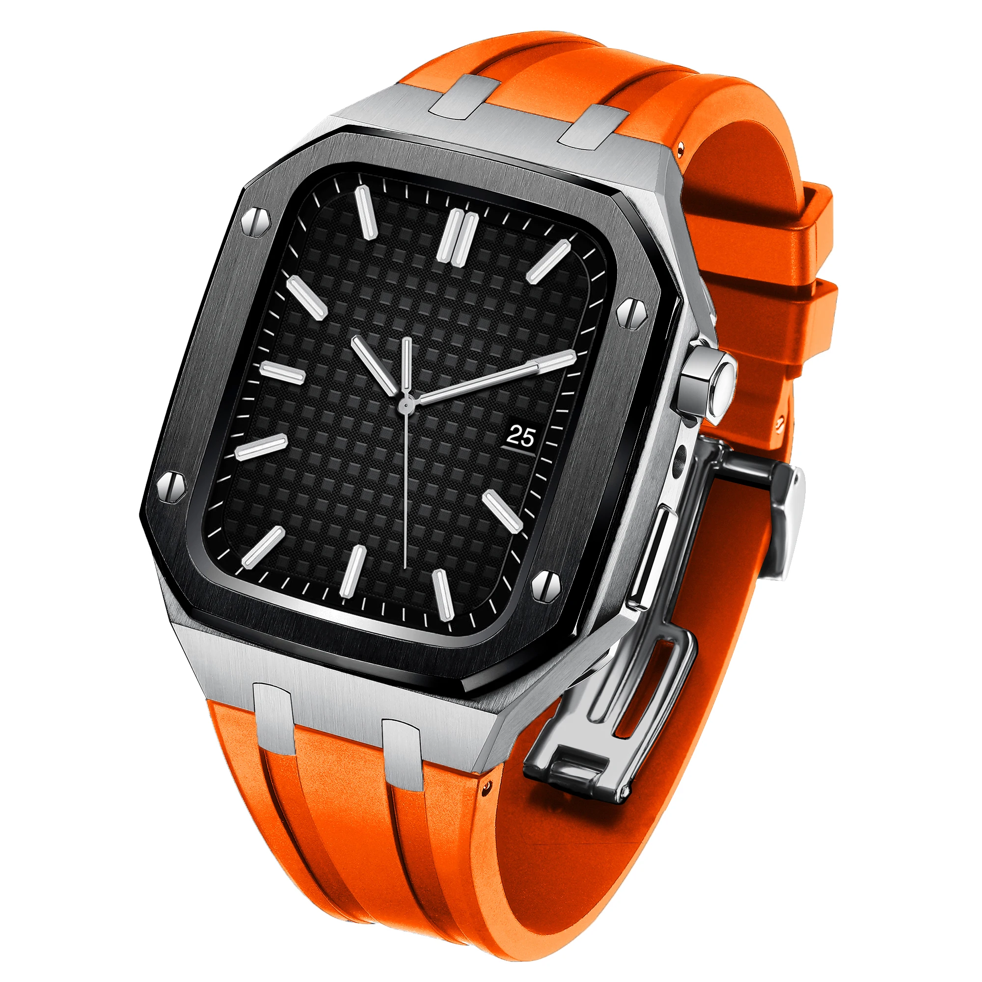

Luxury Case+strap for apple watch band Series 7 41mm 45mm Rubber Bracelet Bands For iWatch 6 SE 5 4 3 2 40mm 44mm Correa cases