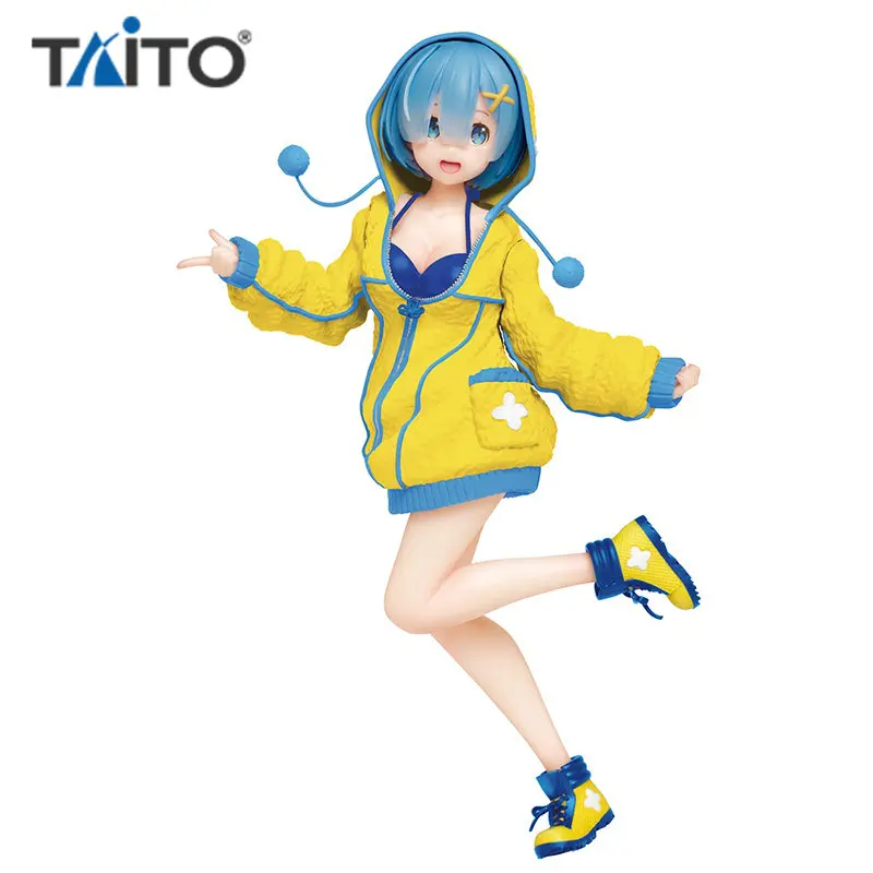 

TAITO Re0 Rem Fluffy Hoodie Action Figure Anime Model Doll Collectible Table Ornaments Children's Toys Gifts