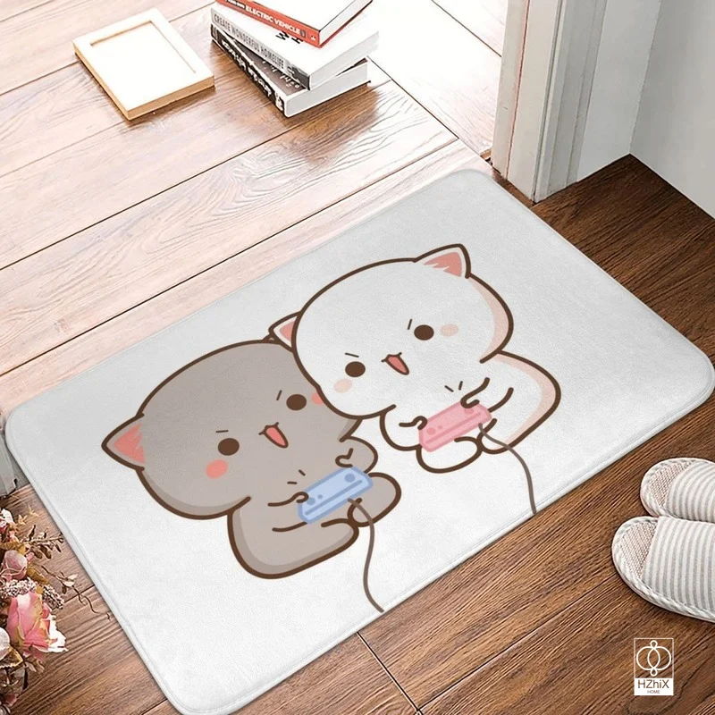 

Peach and Goma Mochi Carpet White and Black Flannel Dustproof Entrance Door Mat Can Be Used for Non-slip Bathroom Bedroom Rug