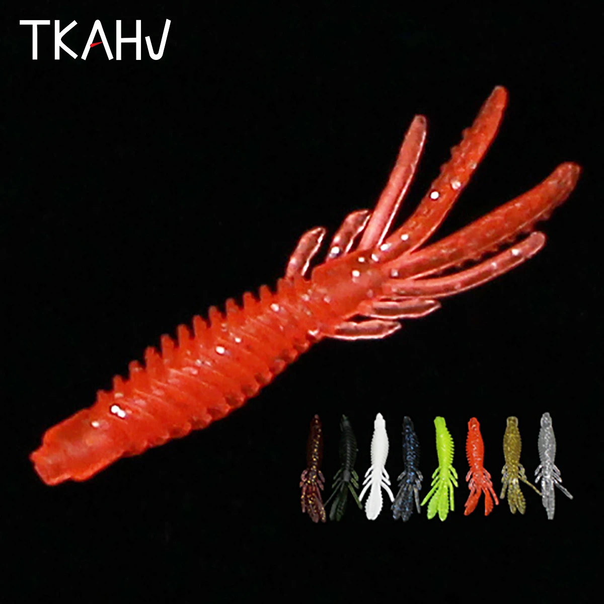 

TKAHV 20 PCS 75mm 2.2g Fishy Smell With Salt Shrimp Bait Double Tail Jigging Wobblers Silicone Worm Bass Carp Soft Fishing Lure