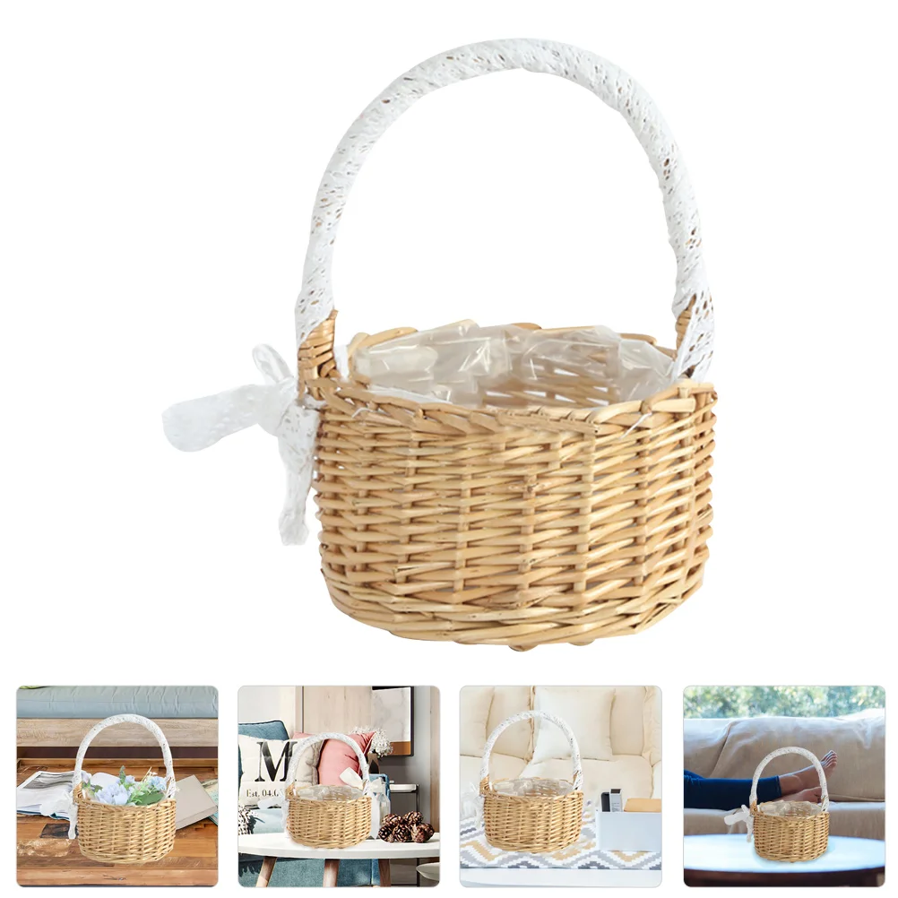 

Basket Baskets Wicker Fruit Flower Empty Grocery Portable Shopping Picnic Displaylaundry Decorative Vegetable Planter Hand Candy