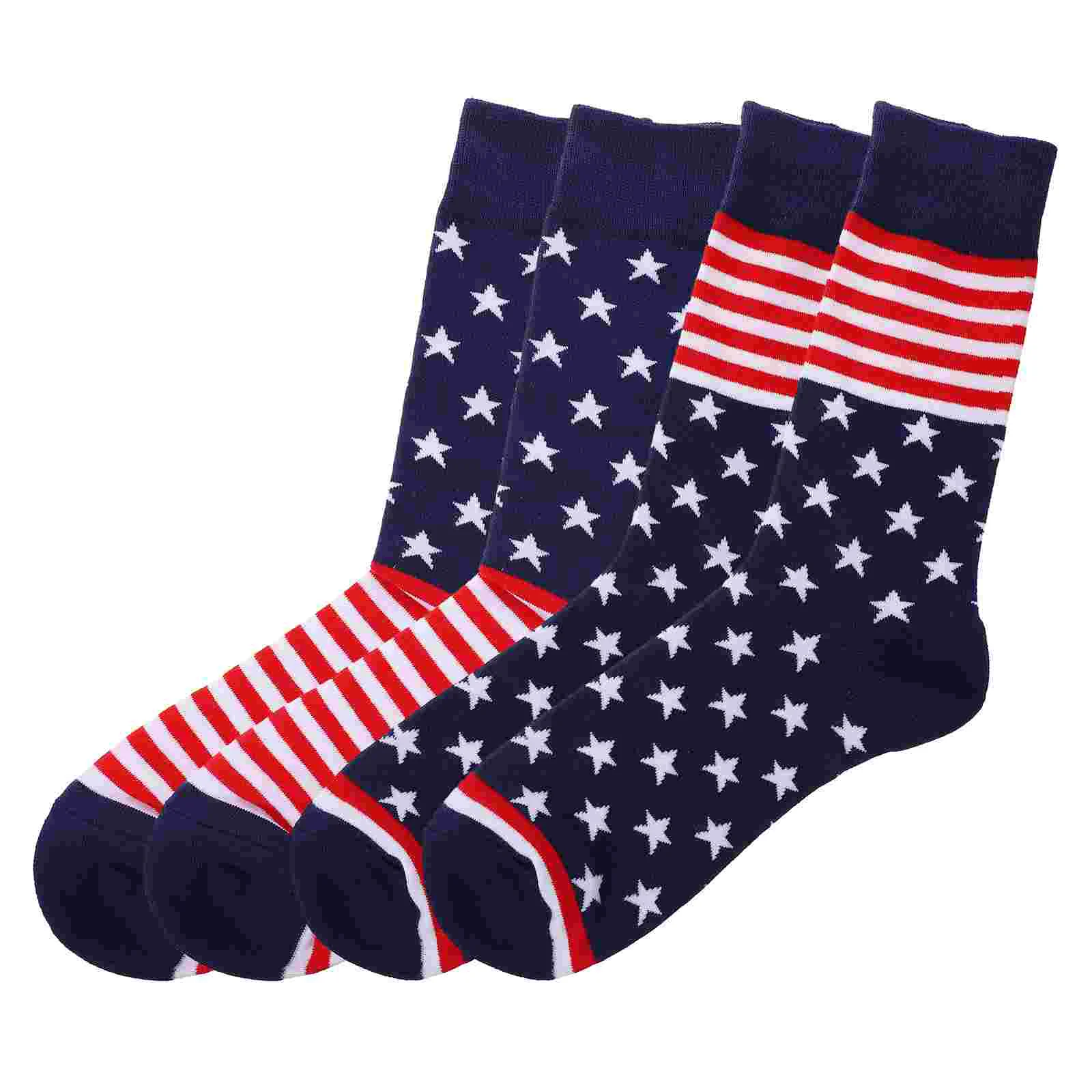 

2 Pairs Tube Socks Men's and Women US Flag Middle Hip Hop Skateboard