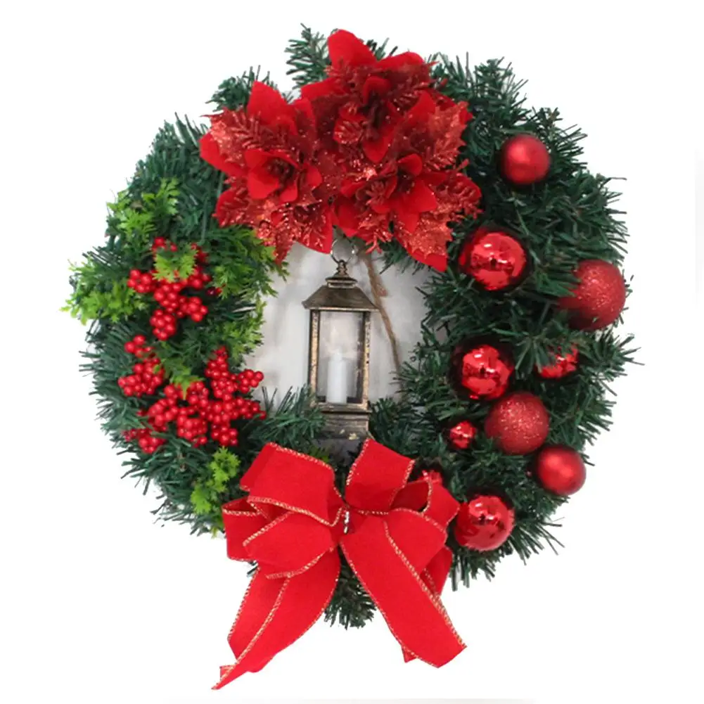 

Искусственный Рождественский венок ручной работы 40 см, Декоративная гирлянда без выцветания для дома и улицы, входные двери, окна для спаль...