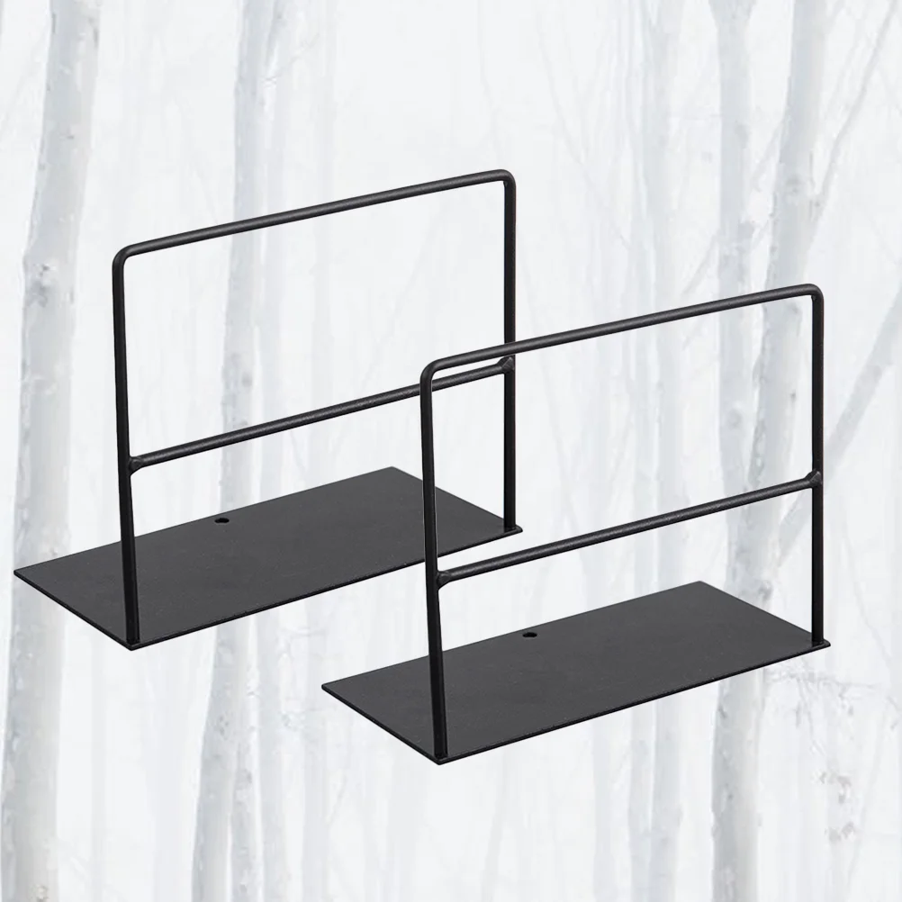 

2pcs Black Iron Bookends Practical Simple Book Ends Book Supports Rack Desktop Organizer Magazines Stand for Office School