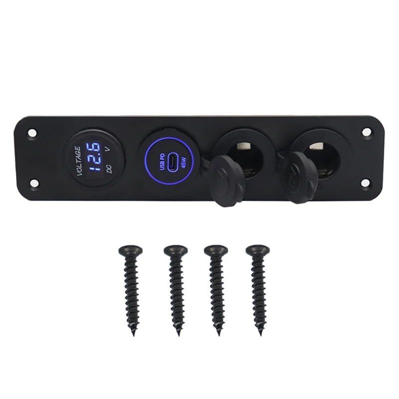 4-х клавишная USB-PD Морская водонепроницаемая панель с ЖК-дисплеем напряжения +