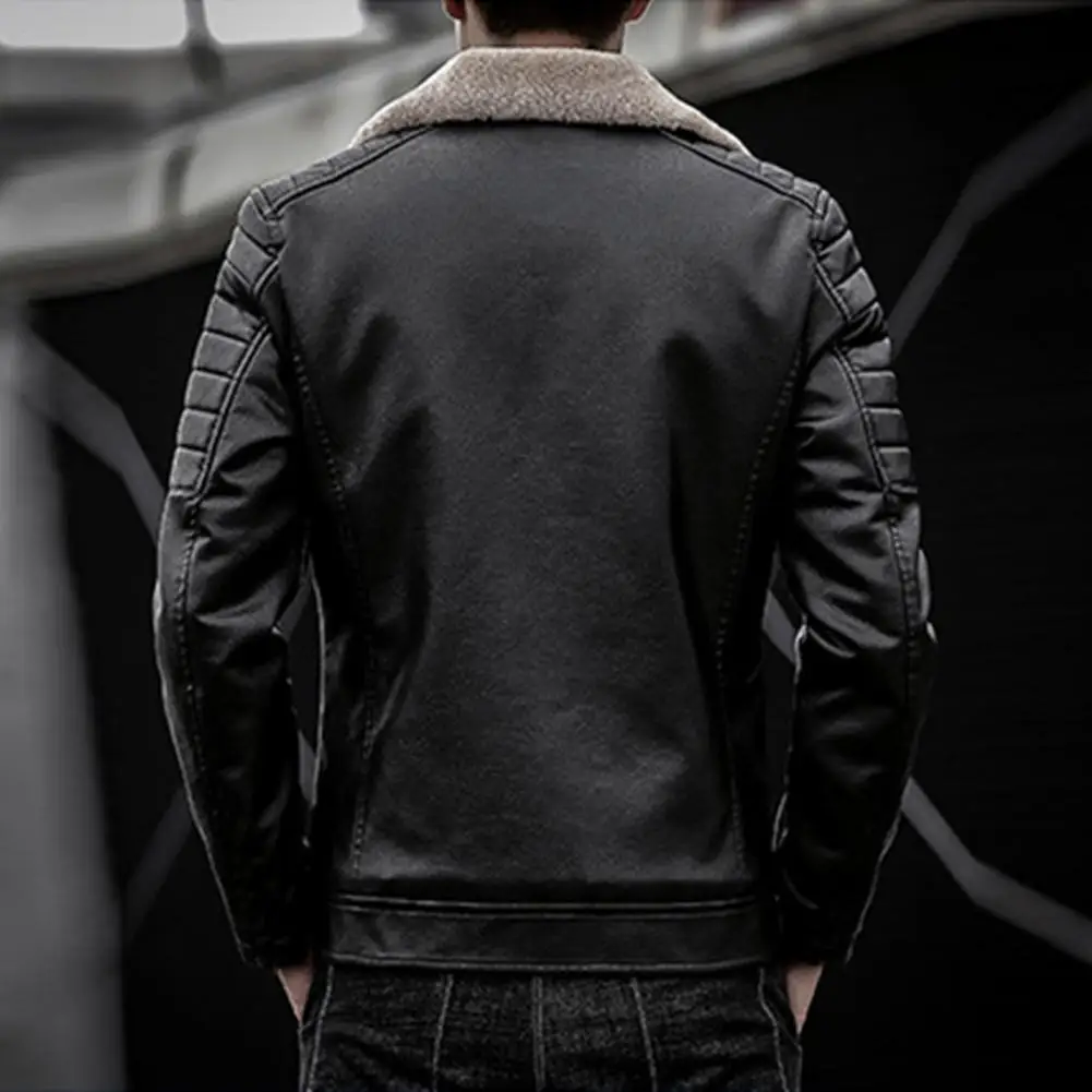 

Trendy Men Jacket Slim Fit Cold Proof Warm Zipper Lapel Jacket Coat